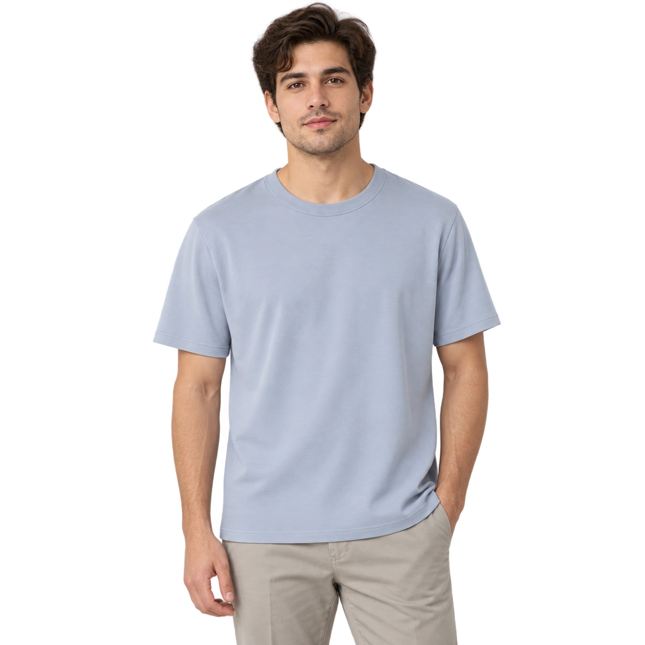 Crew Neck T-Shirt - Blue Grey