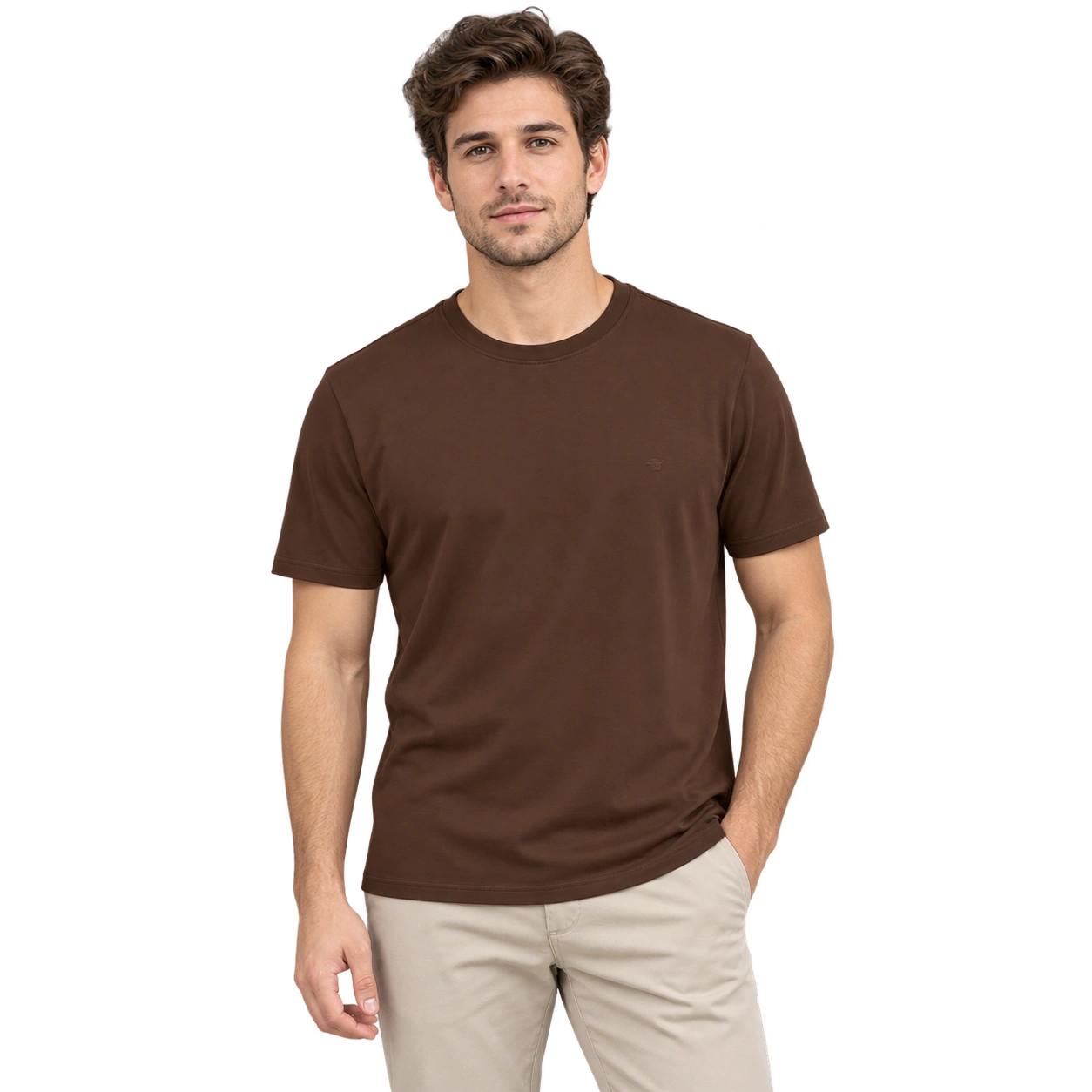 Crew Neck T-Shirt - Brown