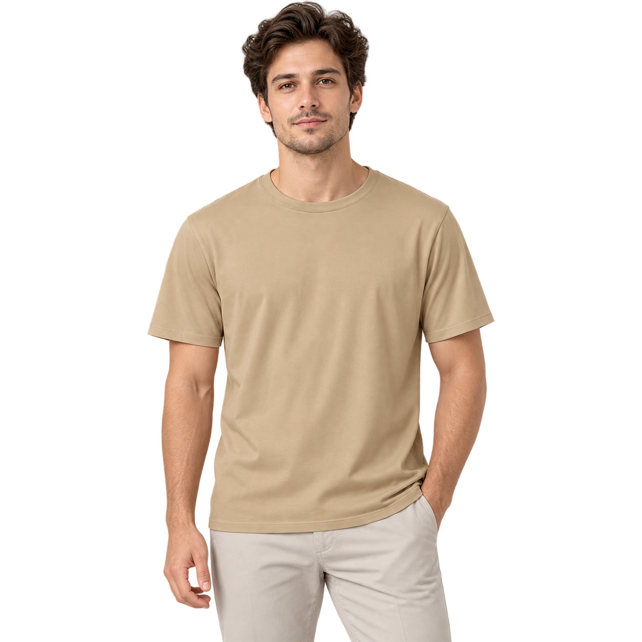 Crew Neck T-Shirt - Camel