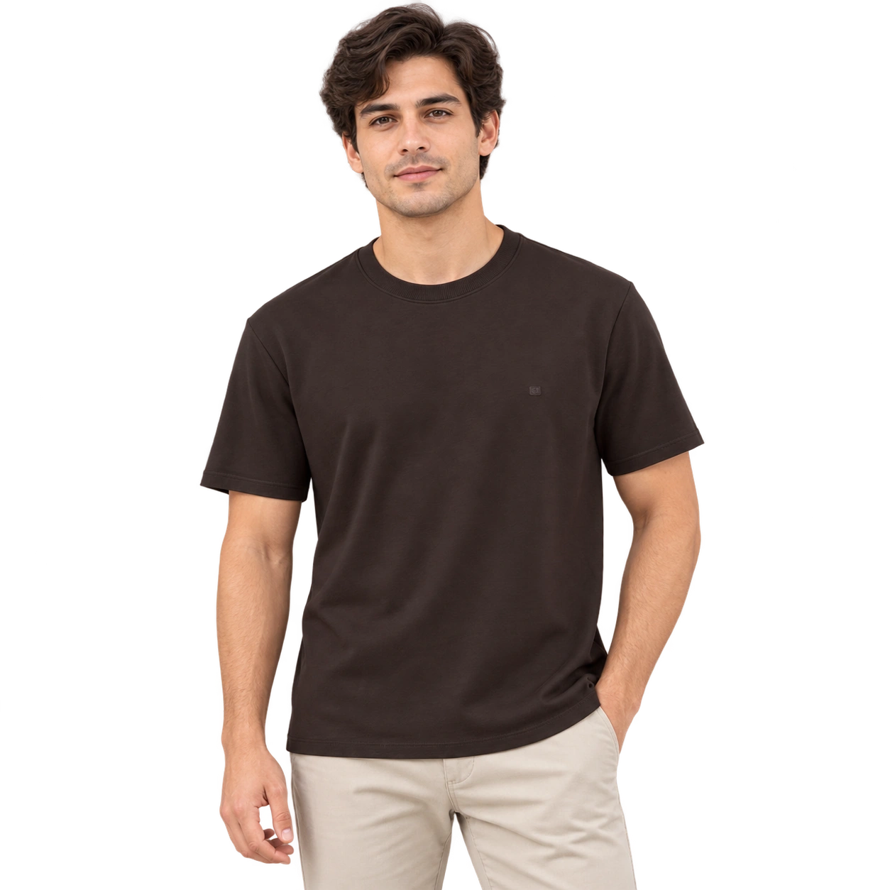 Crew Neck T-Shirt - Dark Brown