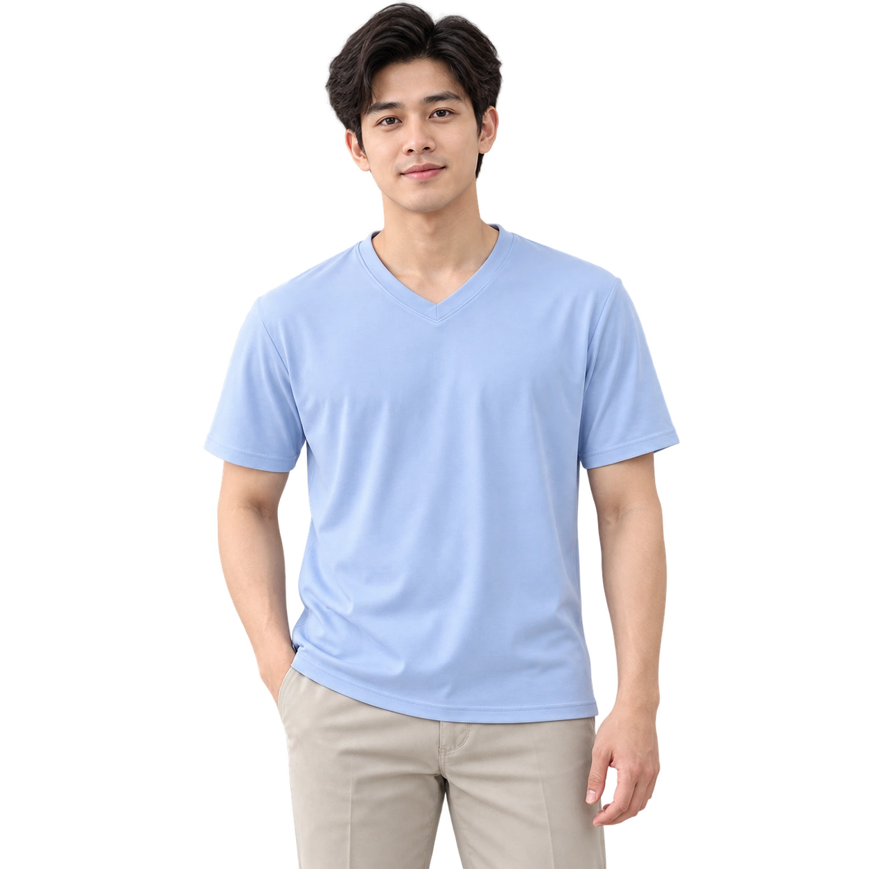 V-Neck T-Shirt - Light Blue