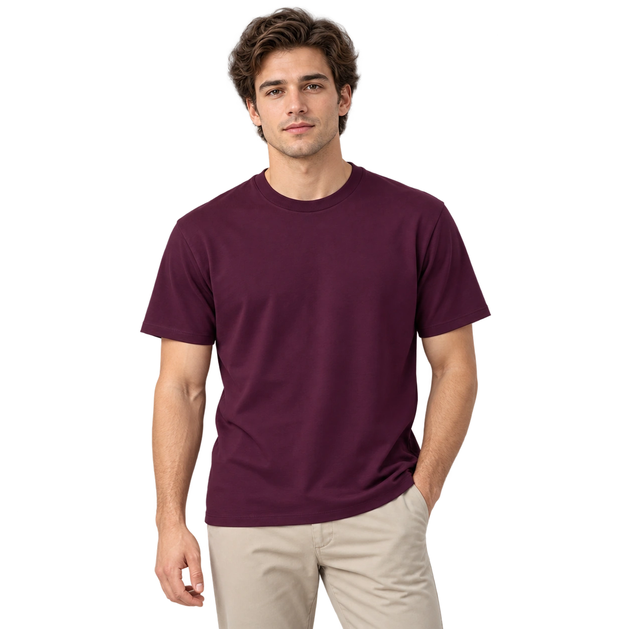 Crew Neck T-Shirt - Burgundy