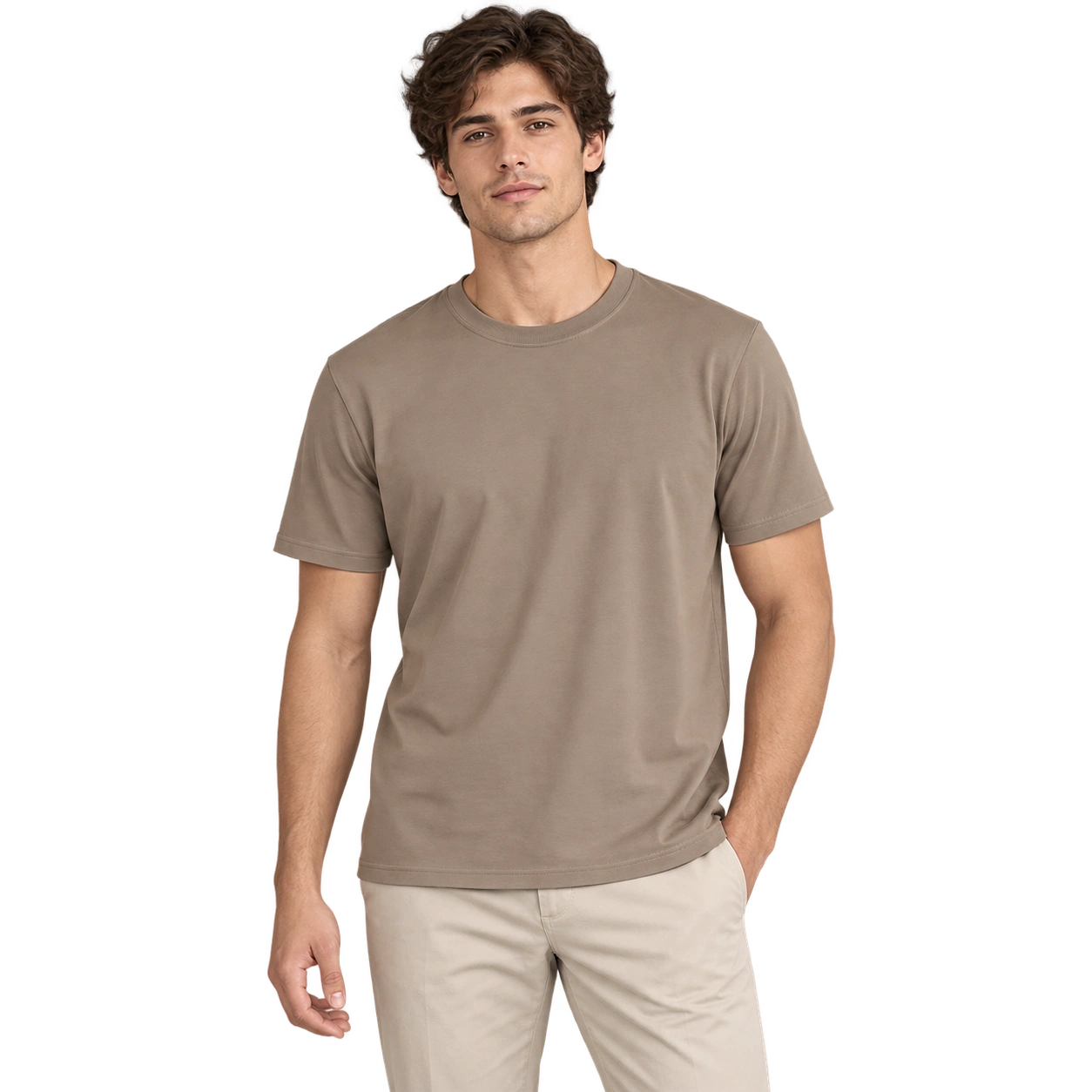 Crew Neck T-Shirt - Taupe
